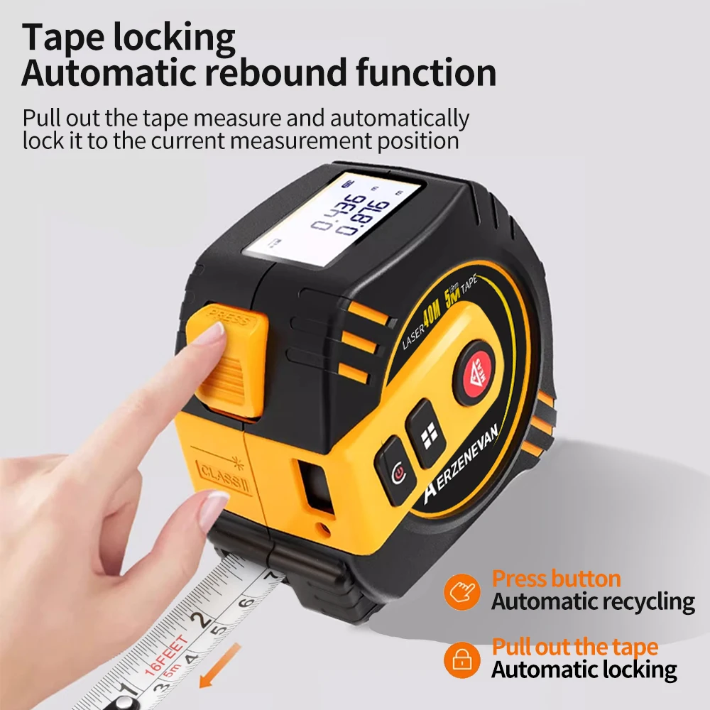 Industrial Laser Training - 80m Laser-Messband Messwerkzeug Laser-Entfernungsmesser Stahlbandmaß USB-Aufladbar