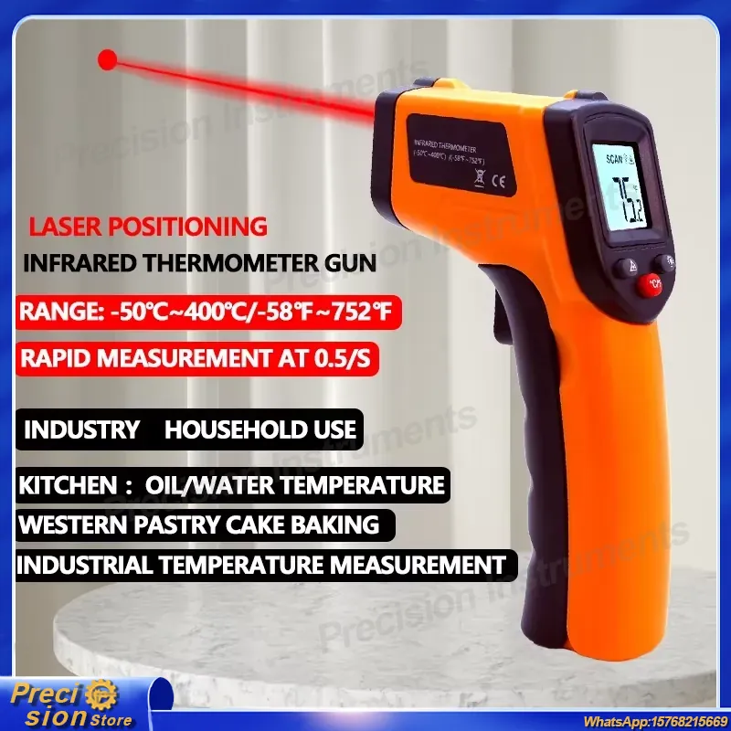Industrial Handheld Laser - Infrarot-Thermometer-Pistole Berührungsloses Laser-Temperaturmessgerät Handgehaltenes Digitales Pyrometer